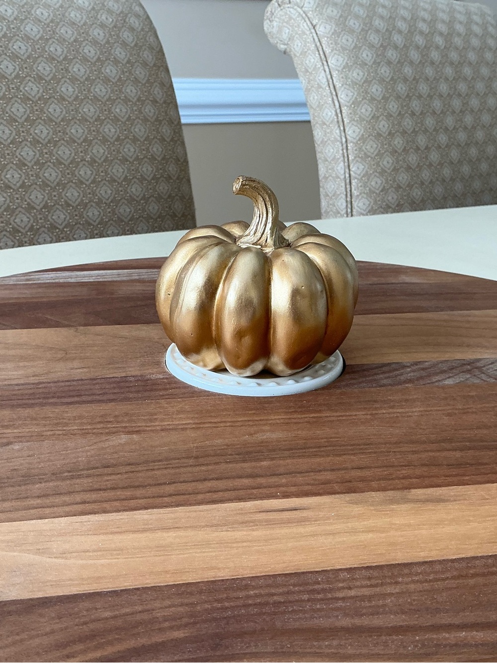 Large Gold Autumn Pumpkin Platter Decoration